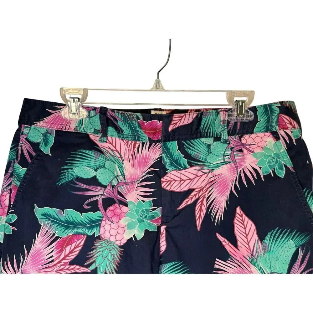 Gap City Short Navy Pink Tropical Floral Sz. 12 Mid Rise Vacation Summer